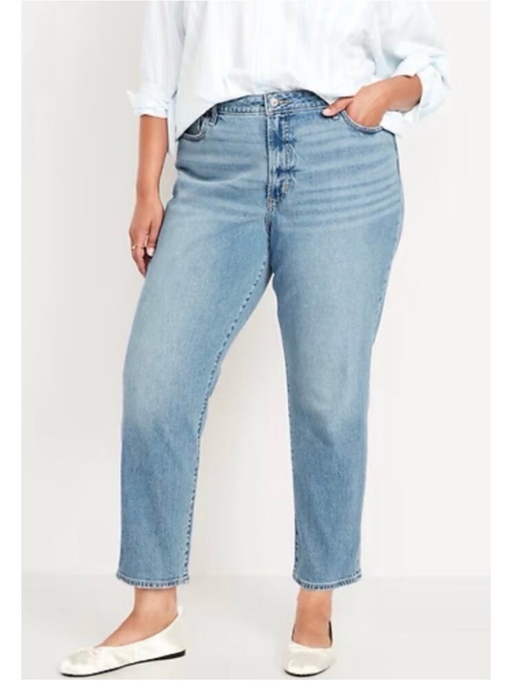Old Navy High-Rise OG Straight Leg Light Wash Stretch Denim Jeans SIZE 18R